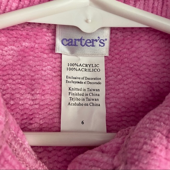 Carter’s Pink Sweater Girls Size 6 w/ Embroidery - Picture 3 of 6